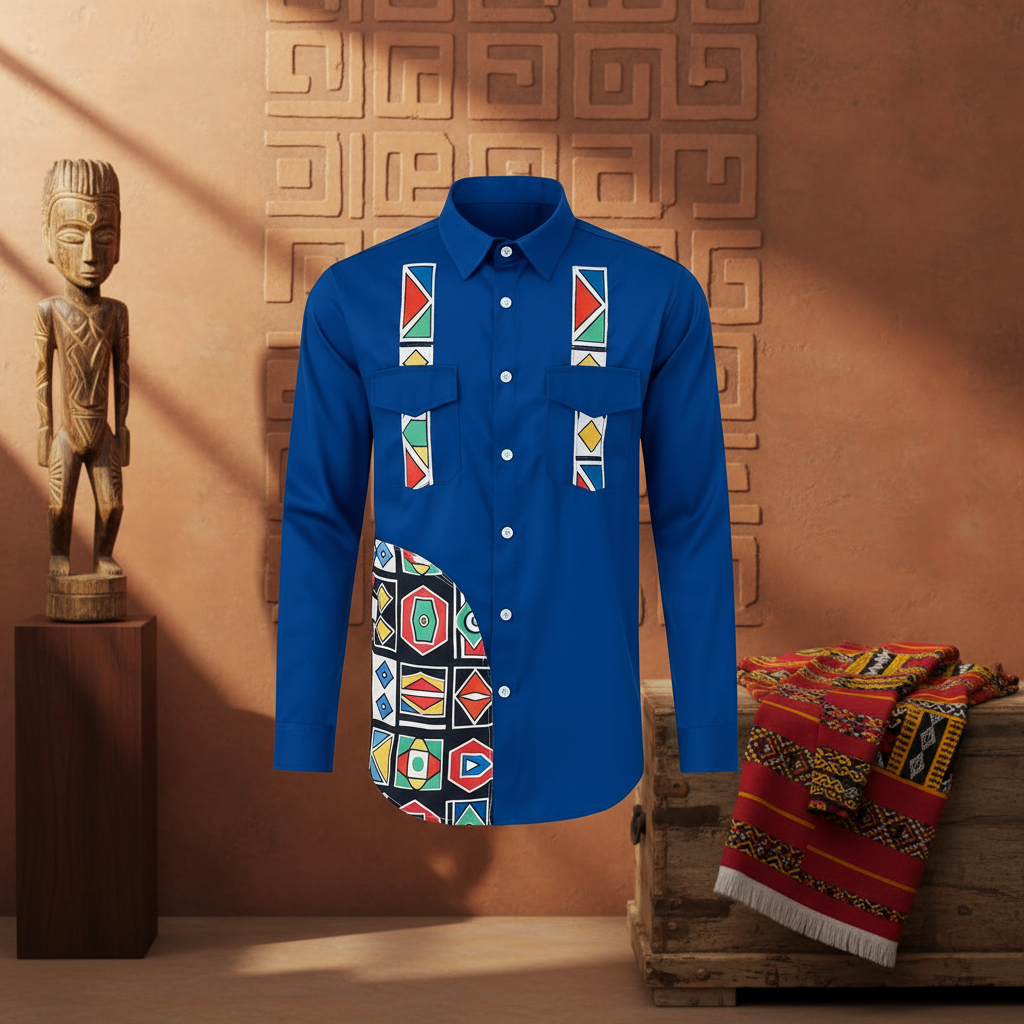 Royal Blue Traditional-Inspired Shirt in elegant setting